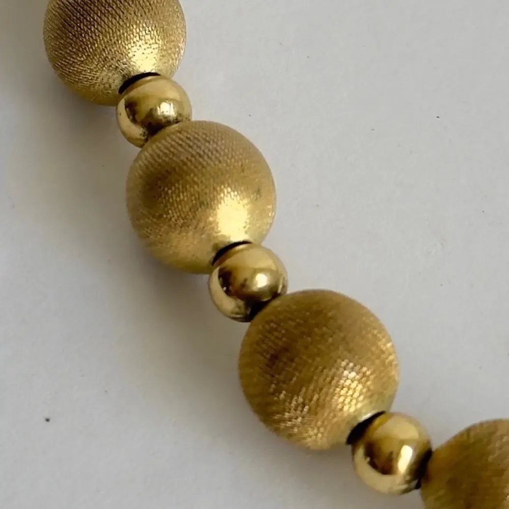 Whiting & Davis Mesh Bead Necklace‎ Gold Tone Metal Beaded Vintage 60s Retro 18”